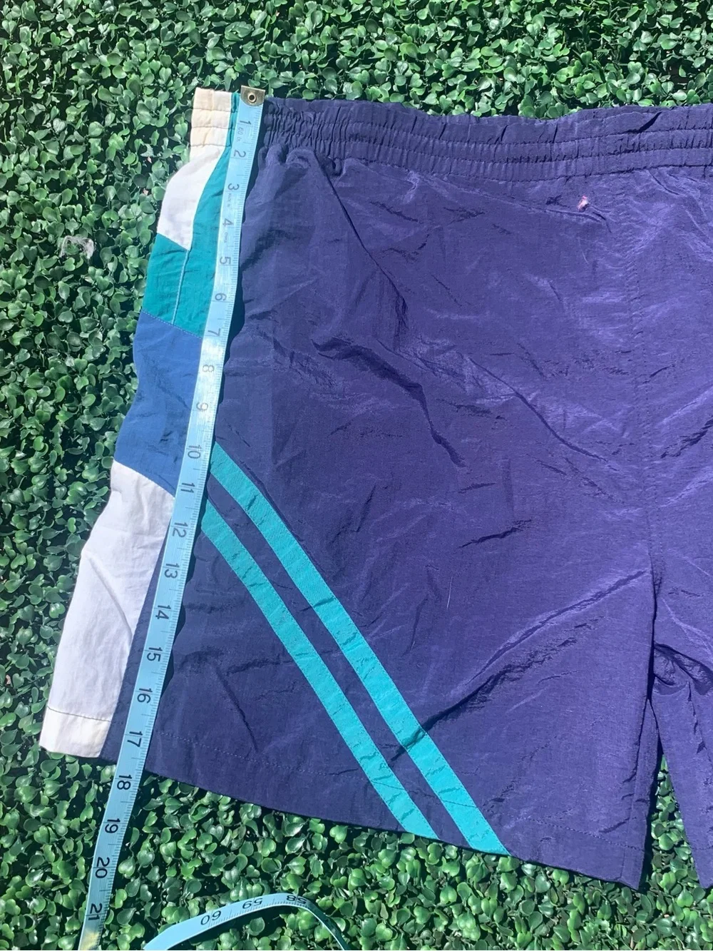 Vintage SPACE blue nylon swim trunks - needs elastic repair